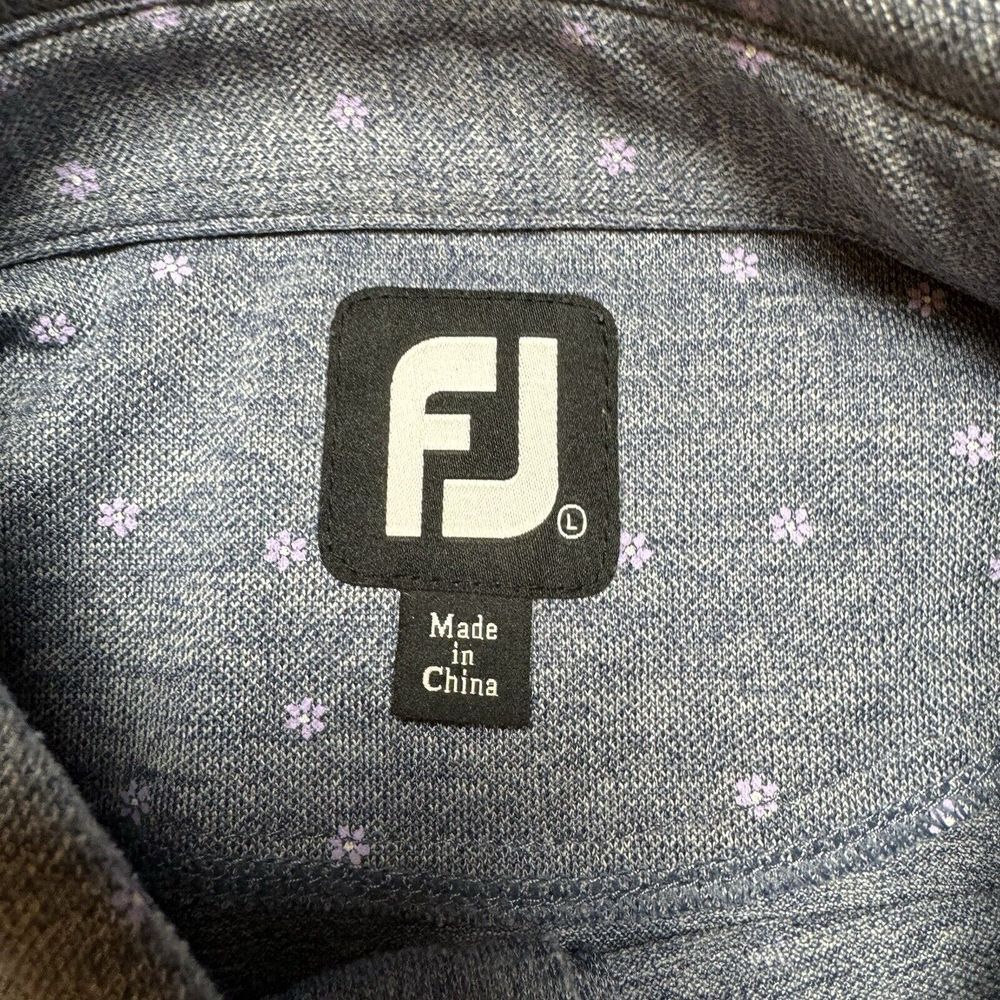 Footjoy Golf Polo Shirt Men's Large Gray Geometric Flower Print Performance - Picture 3 of 9